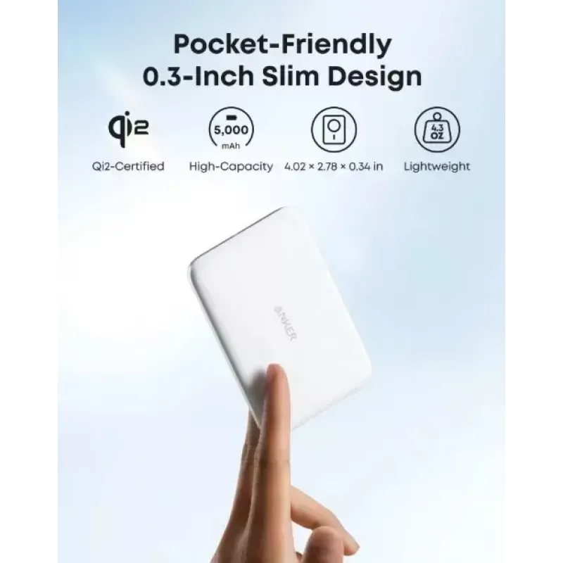 Prenosná nabíjačka Anker A1665H21 5000mAh štíhla biela