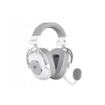 Over-ear slúchadlá HAVIT H2002YG — 2,4G bezdrôtové, Bluetooth, káblové, 20–20 000 Hz, dosah 10 m, 257 g (biela/sivá)