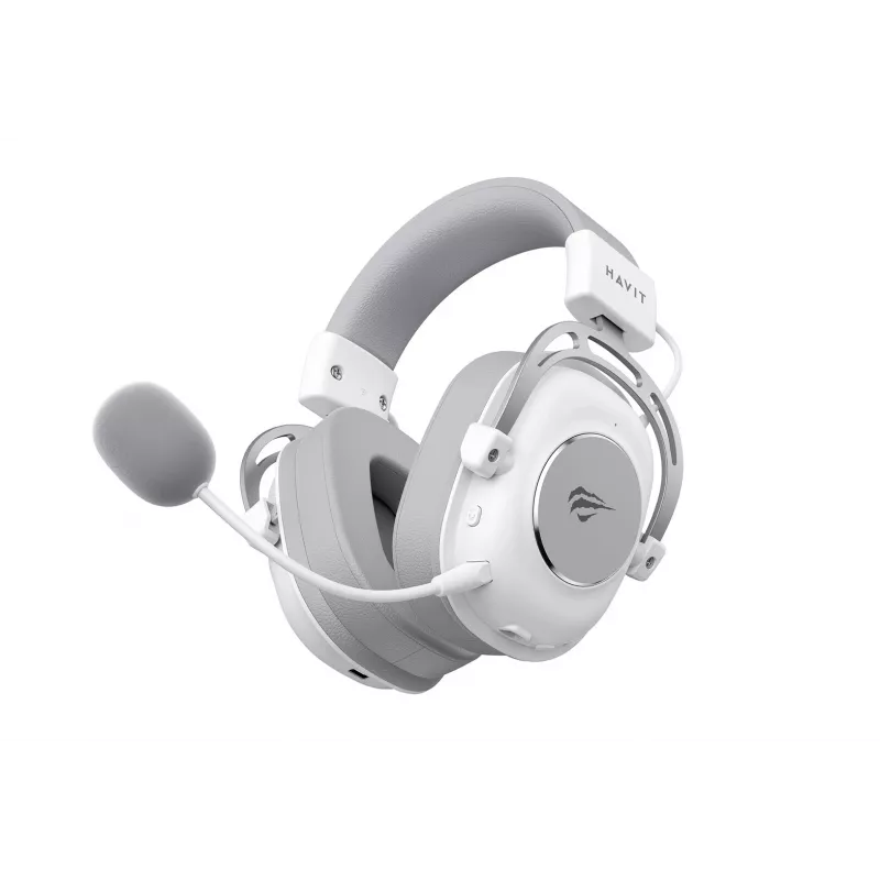 Over-ear slúchadlá HAVIT H2002YG — 2,4G bezdrôtové, Bluetooth, káblové, 20–20 000 Hz, dosah 10 m, 257 g (biela/sivá)
