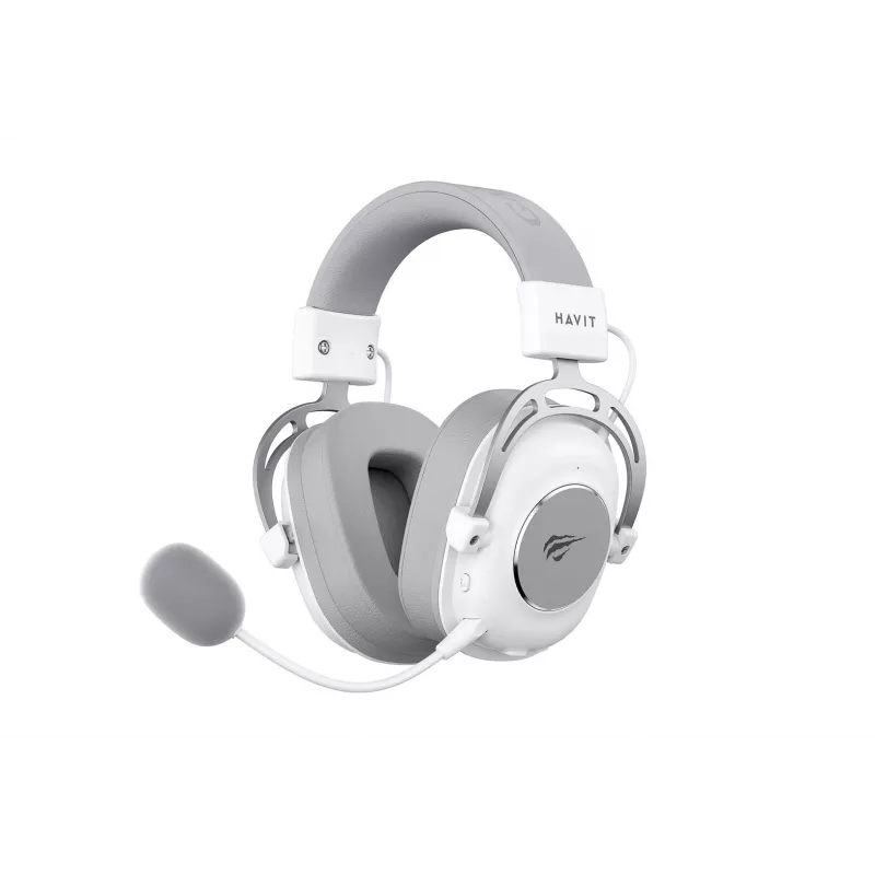 Over-ear slúchadlá HAVIT H2002YG — 2,4G bezdrôtové, Bluetooth, káblové, 20–20 000 Hz, dosah 10 m, 257 g (biela/sivá)