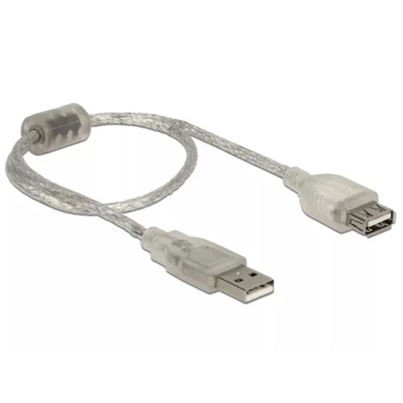Delock 82244, 0,3 m, USB A, USB A, USB 2.0, 0,48 Gbit/s, transparentný