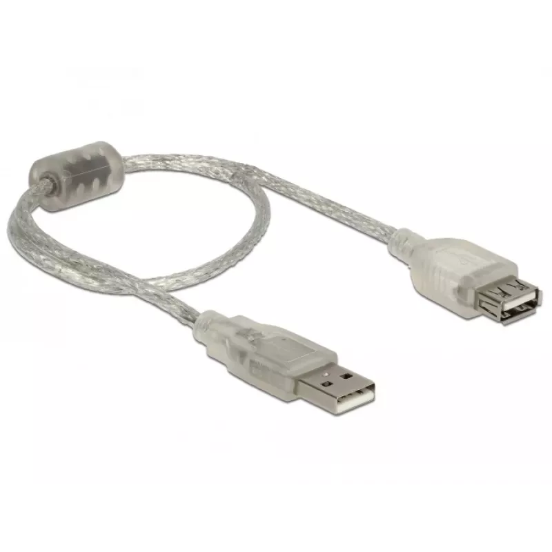 Delock 82244, 0,3 m, USB A, USB A, USB 2.0, 0,48 Gbit/s, transparentný