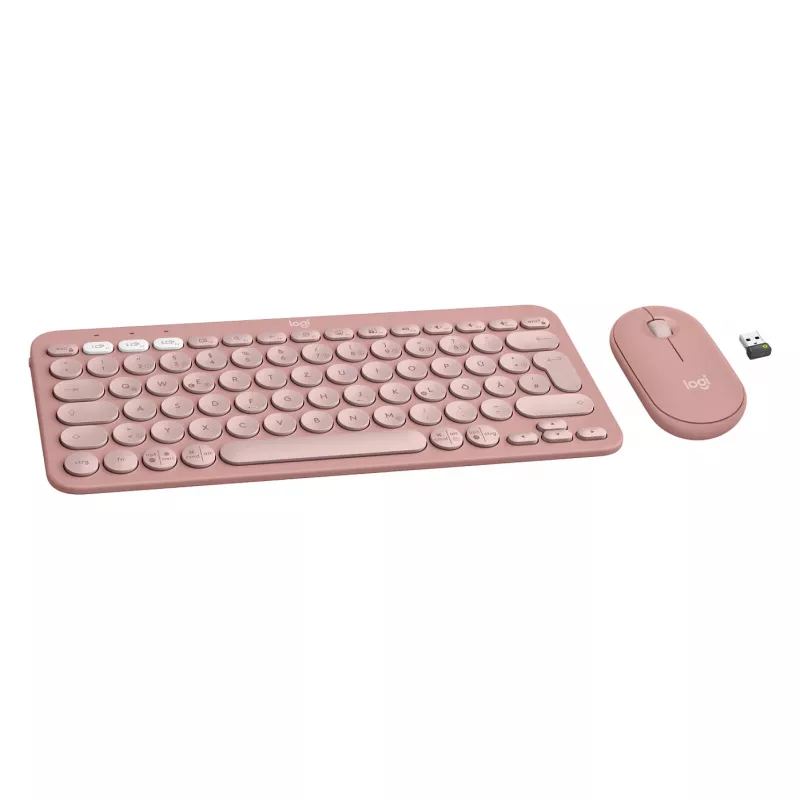Logitech Pebble 2 Combo klávesnica myš vrátane univerzálny RF Wireless + Bluetooth QWERTZ nemecká ružová (920-012205)