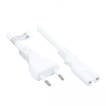 Euro napájací kábel Euro konektor samec Type-C (rovný) na C7/Euro 8 konektor samica (rovný), biela, 0,75 mm², 1,8 m, Good Connections® (P0370-W018)