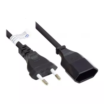 Euro predlžovací kábel Euro konektor samec Type-C (rovný) na Euro konektor samica (rovný), čierna, 0,75 mm², 0,2 m, Good Connections® (P0300-S002)