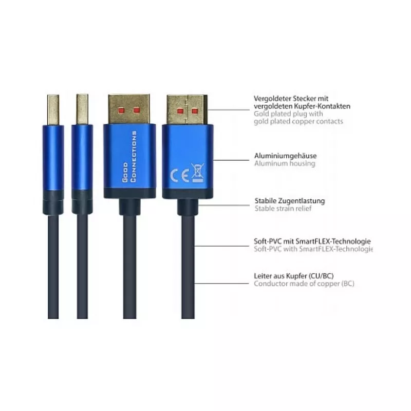 Alcasa SmartFLEX kábel – 5 m – DisplayPort – DisplayPort – konektor samec – konektor samec – 7680 x 4320 pixelov (4814-SF050B)