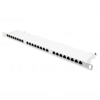 Patch panel 48,30cm (19) Cat. 6, 24-port, 0,5 HE, STP tienený, bez nástrojové otváranie, čistá biela (RAL9010), Goo (GC-N0137)