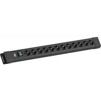Predlžovacia zásuvka Bachmann CONNECTUS 12x CEE7/3 zásuvky s 1x vypínač, 2,0 m kábel, CEE7/7 konektor samec, čierna