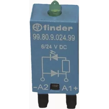 FINDER LED indikátor s voľnobežnou diódou na svorke A1, LED zelená 99.80.9.024.99 (9980902499)