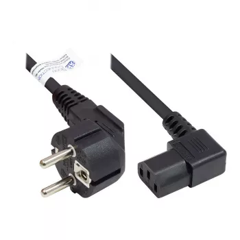 Napájací kábel ochranná vidlica typ E+F (CEE 7/7, zahnutá) na C13 (pravouhlá), čierna, 1,00 mm², 3 m, Good Connections® (P0131-S030)