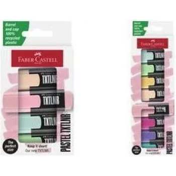 Sada fixiek Faber-Castell 154214 pastelové zvýrazňovače, 4 ks – koralová, zelená, svetlozelená, ružová