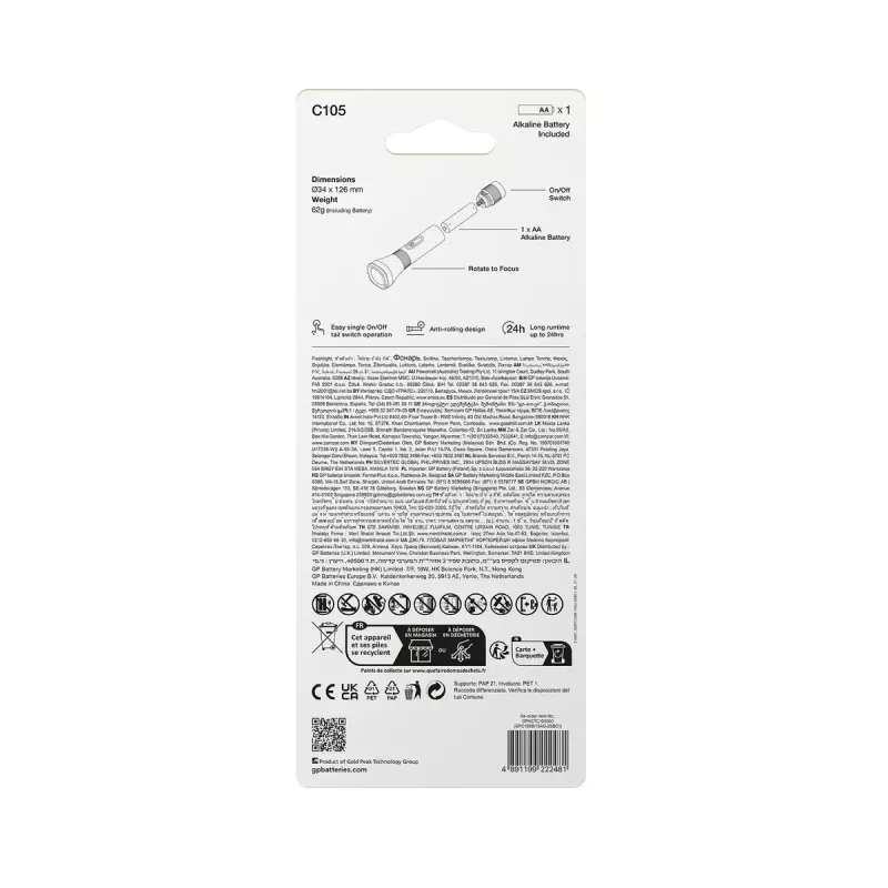 Ručná baterka GP Lighting 450066 čierna 50 lm 30 m 24 h
