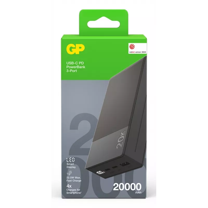 GP Battery GP PowerBank M2+ 20C 20000 mAh 2xUSB-C/1xUSB-A čierna LED indikátor (GPPBM20CGYMSR287)