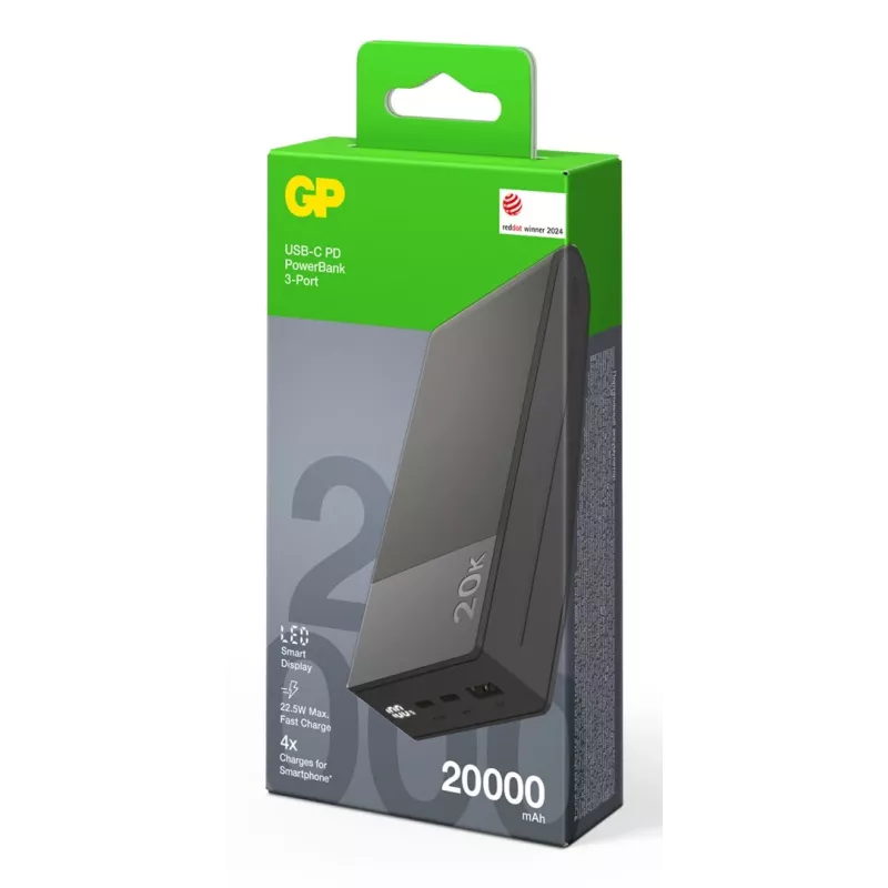 GP Battery GP PowerBank M2+ 20C 20000 mAh 2xUSB-C/1xUSB-A čierna LED indikátor (GPPBM20CGYMSR287)
