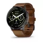 Smartwatch GARMIN Venu 4 45 mm (1,4 palca) AMOLED 454×454 px, Wi‑Fi, GPS, 8 GB, čierne puzdro, hnedý kožený remienok