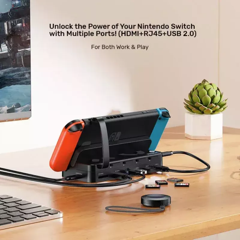 Prenosná herná konzola dokovacia stanica Unitek G1002F01 — USB dokovací konektor, čierna