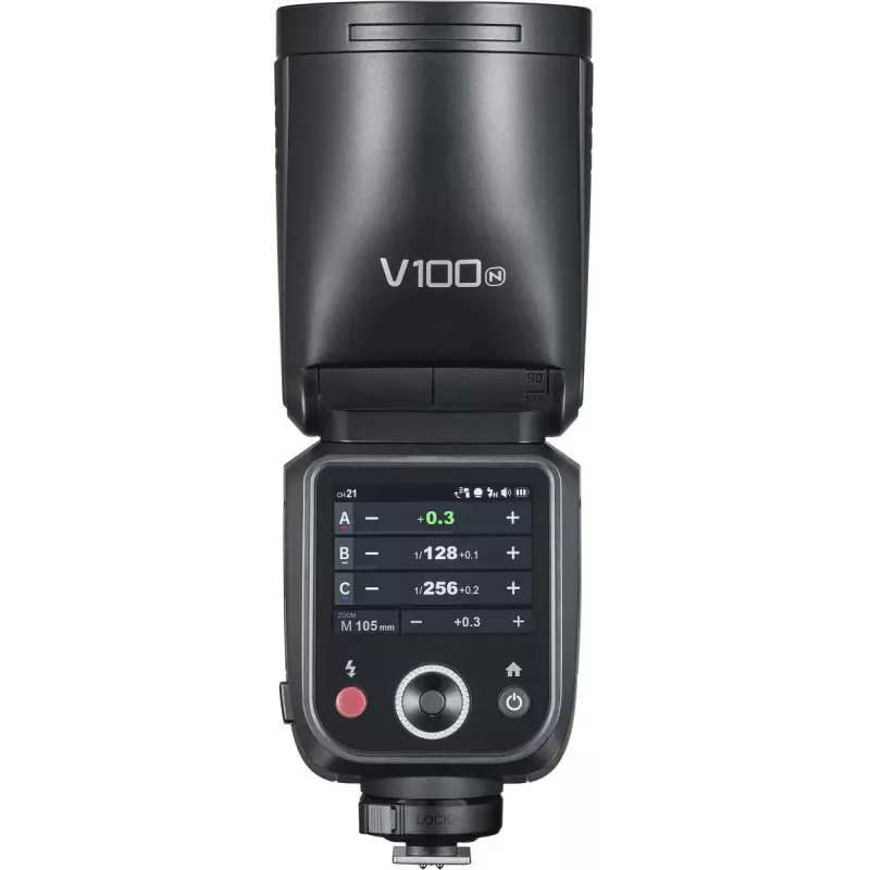 Blesk Godox V100-N pre Nikon — prenosný TTL Li-ion násuvný blesk