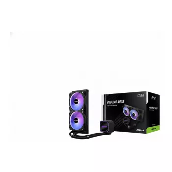 CPU chladič ASROCK Pro 240 ARGB čierny — 240-mm kvapalinové AIO, ARGB osvetlenie, čierne prevedenie
