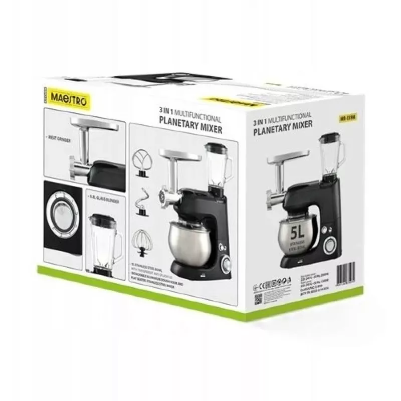 Planetárny mixér Maestro MR-559-M 3-in-1, 2000 W, multifunkčný kuchynský robot
