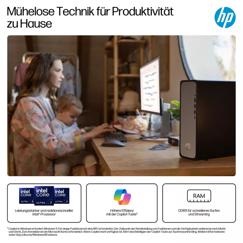 HP OmniDesk S03-0032ng - tenký stolový počítač - Core i3 i3-14100 - kompletný systém - Core i3