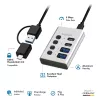 Hub USB 3.2 Gen 1, 4 porty, USB-A/C, vypínač