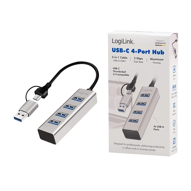 Hub USB 3.0 4-port USB-A 5 Gbit/s