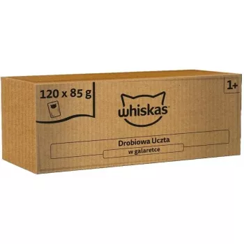 Mokré krmivo pre mačky vrecko Whiskas Drobiowa Uczta v želé 120 x 85 g (multipack)