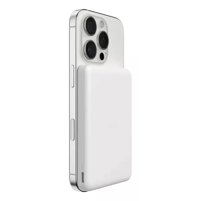 Powerbank Belkin BPD010hqWH 5000 mAh, bezdrôtové nabíjanie 7,5 W, USB-C, biela