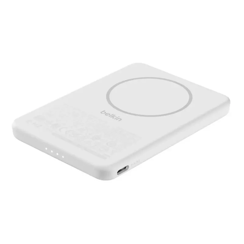Powerbank Belkin BPD010hqWH 5000 mAh, bezdrôtové nabíjanie 7,5 W, USB-C, biela