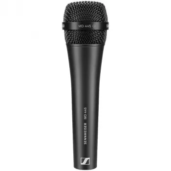 Dynamický superkardioidný mikrofón Sennheiser MD 445 – profesionálny spevácky/inštrumentálny mikrofón, robustné kovové puzdro