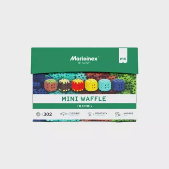 Stavebné kocky Marioinex Mini Waffle 302 dielov — stohovateľná, do seba zapadajúca stavebná sada