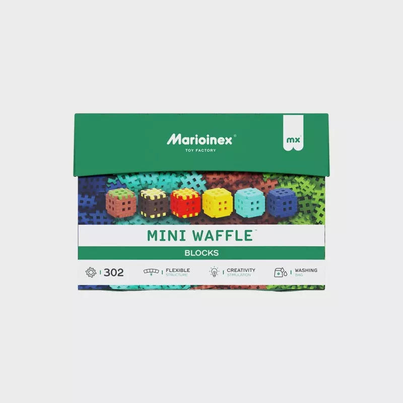 Stavebné kocky Marioinex Mini Waffle 302 dielov — stohovateľná, do seba zapadajúca stavebná sada