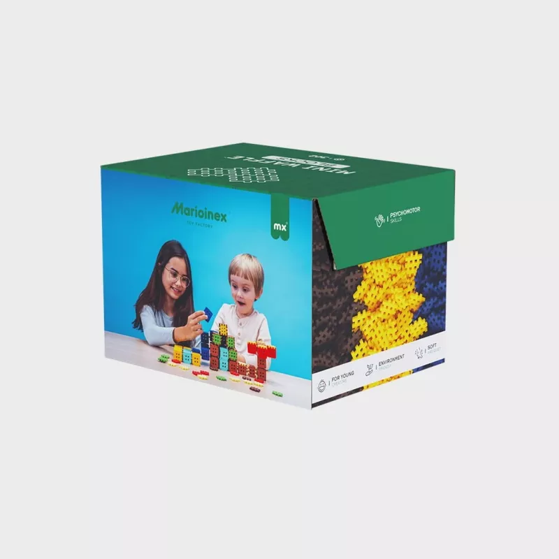 Stavebné kocky Marioinex Mini Waffle 302 dielov — stohovateľná, do seba zapadajúca stavebná sada