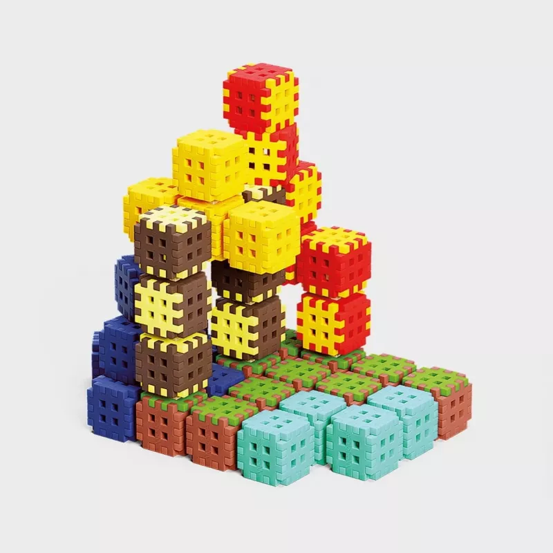 Stavebné kocky Marioinex Mini Waffle 302 dielov — stohovateľná, do seba zapadajúca stavebná sada