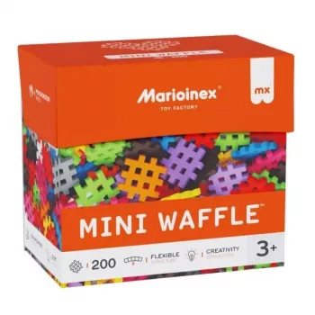 Stavebné kocky Marioinex Mini Waffle 200 kusov – plastový stavebnicový systém na spájanie