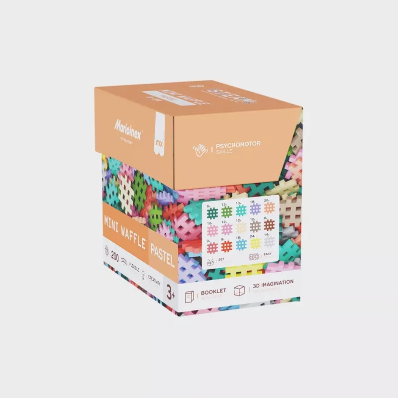 Stavebnice Marioinex Mini Waffle 200 kusov pastel — stavebná sada pre deti