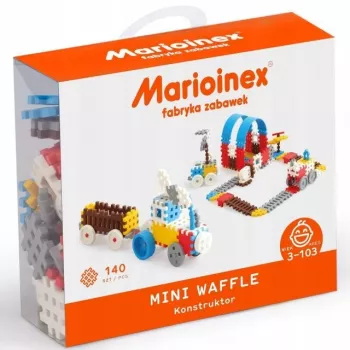 Stavebné kocky Marioinex Mini Waffle Set 2 — 140 dielov, do seba zapadajúca stavebná hračka