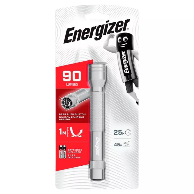 LED kovová baterka 90 lúmenov strieborná