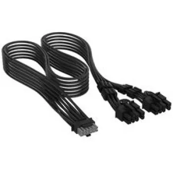Corsair Premium-Sleeved 12V-2x6 na 2x 6+2-Pin PCIe kábel, Universal – čierny