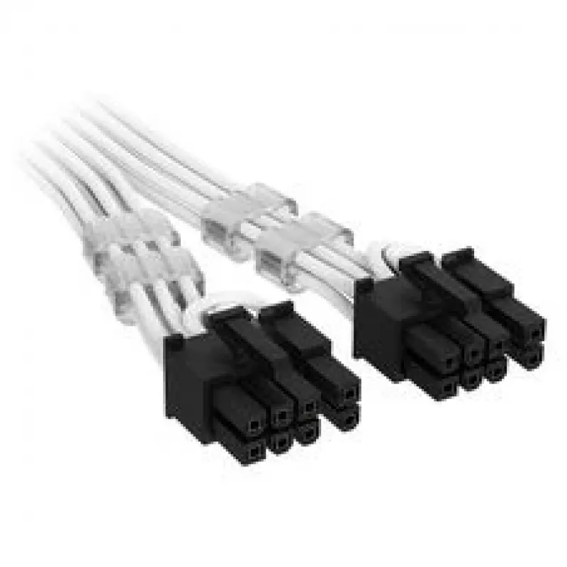 Corsair Premium-Sleeved 12V-2x6 na 2x 6+2-Pin PCIe kábel, Universal - biela