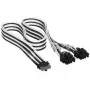 Corsair Premium-Sleeved 12V-2x6 na 2x 6+2-Pin PCIe kábel, Universal – čierna/biela