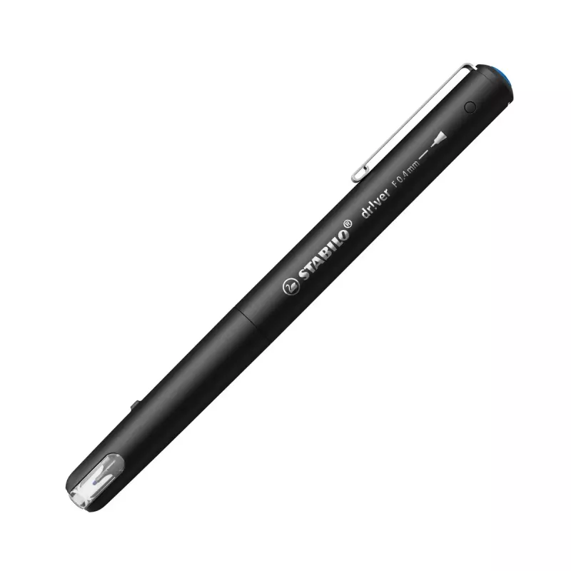 Fineliner Stabilo dr!ver 1088/41 – modrý atrament, šírka stopy 0,4 mm, čierne telo