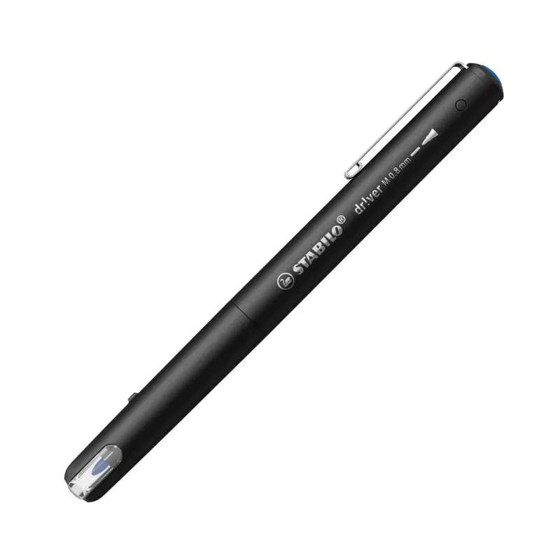 Fineliner Stabilo dr!ver Medium (0,8 mm) – modrý atrament, čierne telo