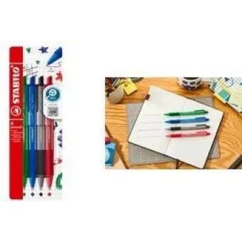 Guľôčkové pero Stabilo pointball colorful, sada 4 v puzdre, protišmyková zóna, mäkký atrament (6033/4)