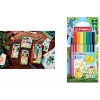 Fixky Stabilo Pen 68 Mini Animal Vibes 8-dielne, hrúbka čiary 1,0 mm, atrament na vodnej báze bez zápachu