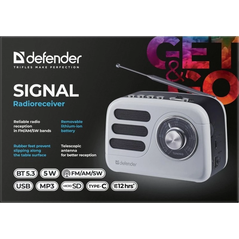 Prenosný reproduktor DEFENDER SIGNAL s FM/MP3/SD/USB a Bluetooth (5W, anténa)