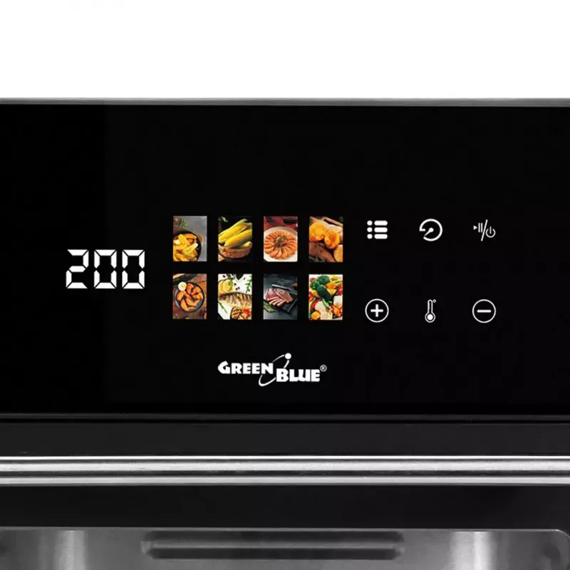 Teplovzdušná fritéza GreenBlue GB950 1800W, objem 10 l, 8 programov, dotykový panel, časovač, čierna