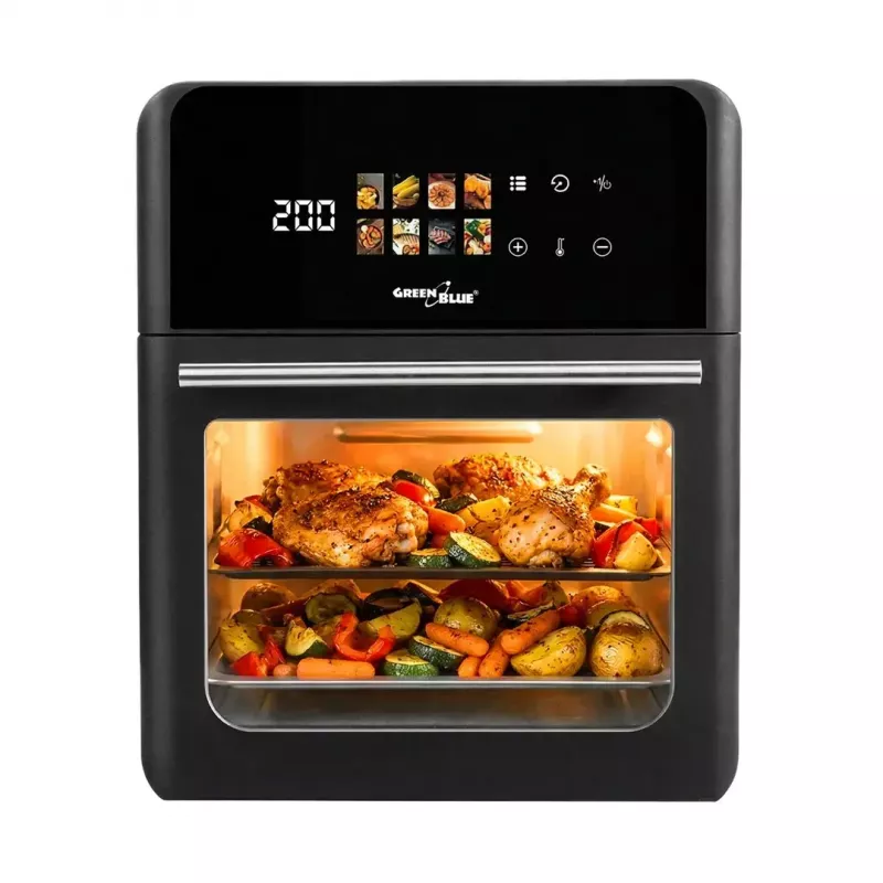 Teplovzdušná fritéza GreenBlue GB950 1800W, objem 10 l, 8 programov, dotykový panel, časovač, čierna