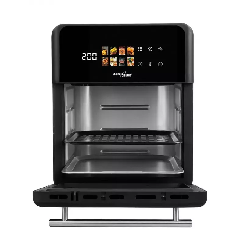 Teplovzdušná fritéza GreenBlue GB950 1800W, objem 10 l, 8 programov, dotykový panel, časovač, čierna
