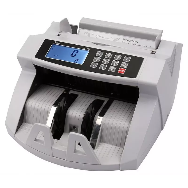 Počítačka bankoviek Olympia NC 450 — 5,1 kg, LCD, 230 V, 75 W, 247×185×306 mm
